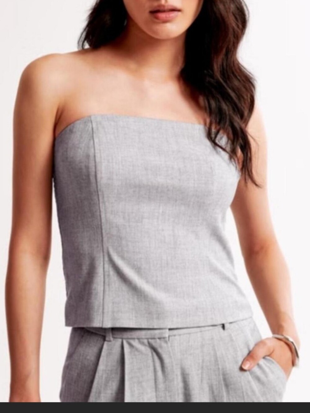 New Abercrombie & Fitch Light Gray Strapless Tube Top Size XL